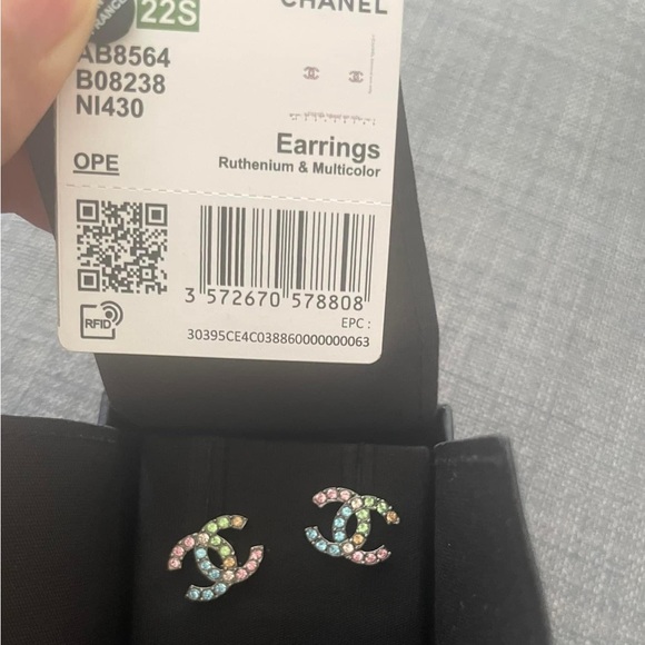 Chanel multi-color rhinestone studs - Picture 2 of 3